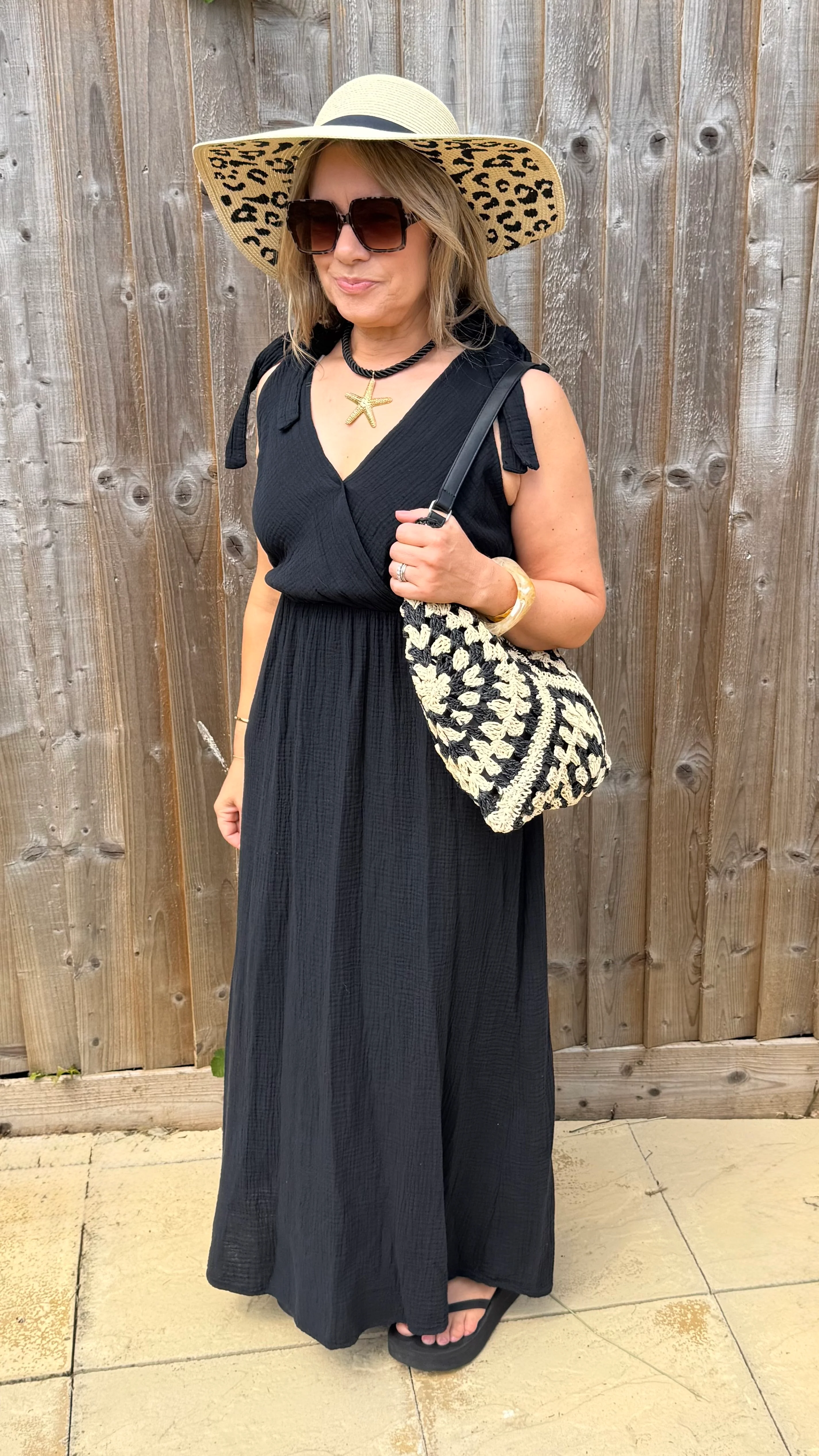 Black Bow Shoulder Maxi Dress - Image 4
