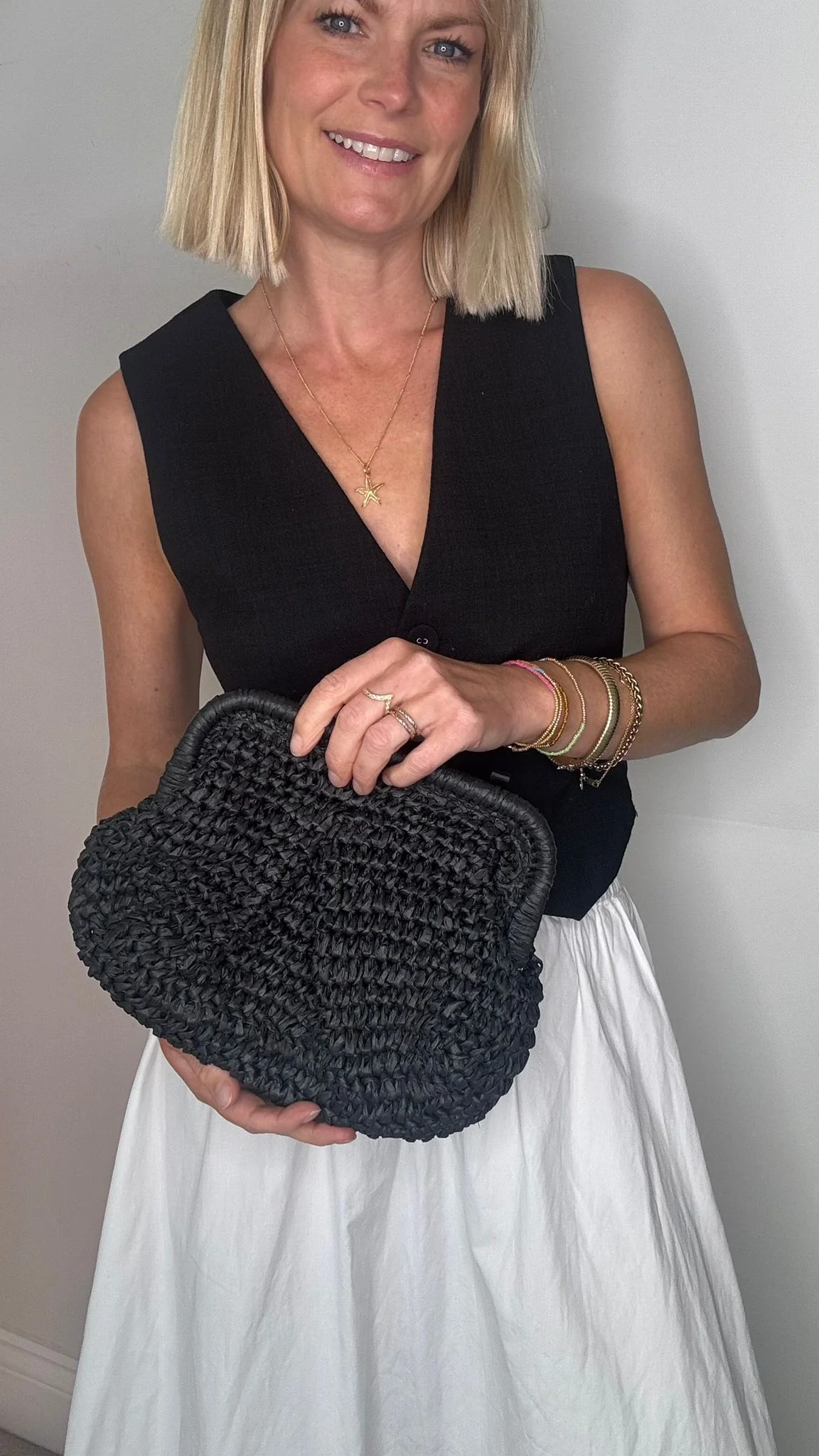 Preorder for dispatch w/c 30/3 - Black Raffia Cloud Bag