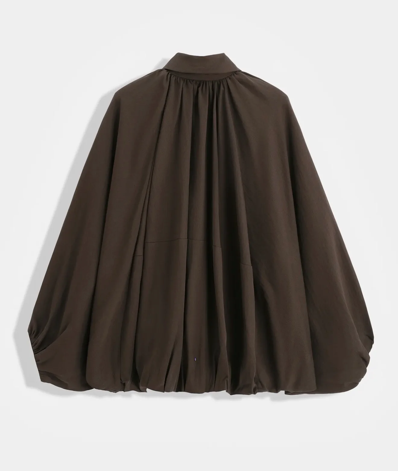 Brown Bubble Hem Flowy Bomber Jacket - Image 3