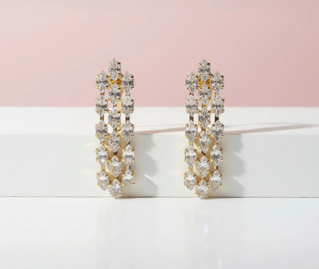 Gold Crystal Drop Earrings