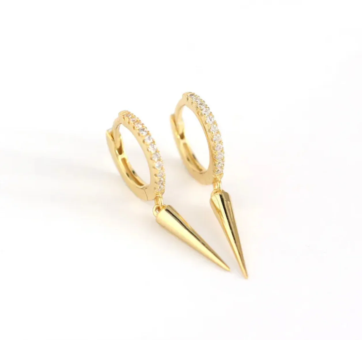 Gold Sparkle Drop Point Hoop Huggies