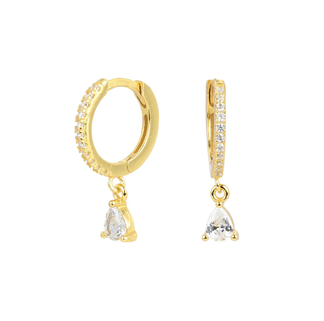 Gold Sparkle Droplet Hoop Huggies