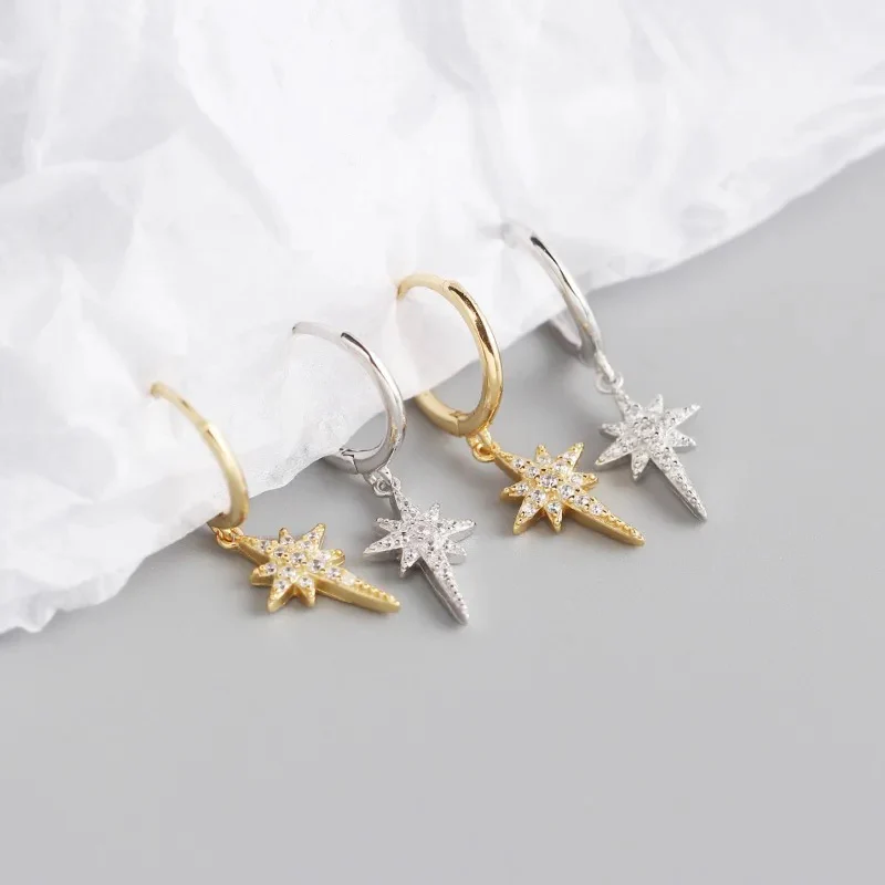 Gold Sparkly Star Hoop Huggies - Image 3