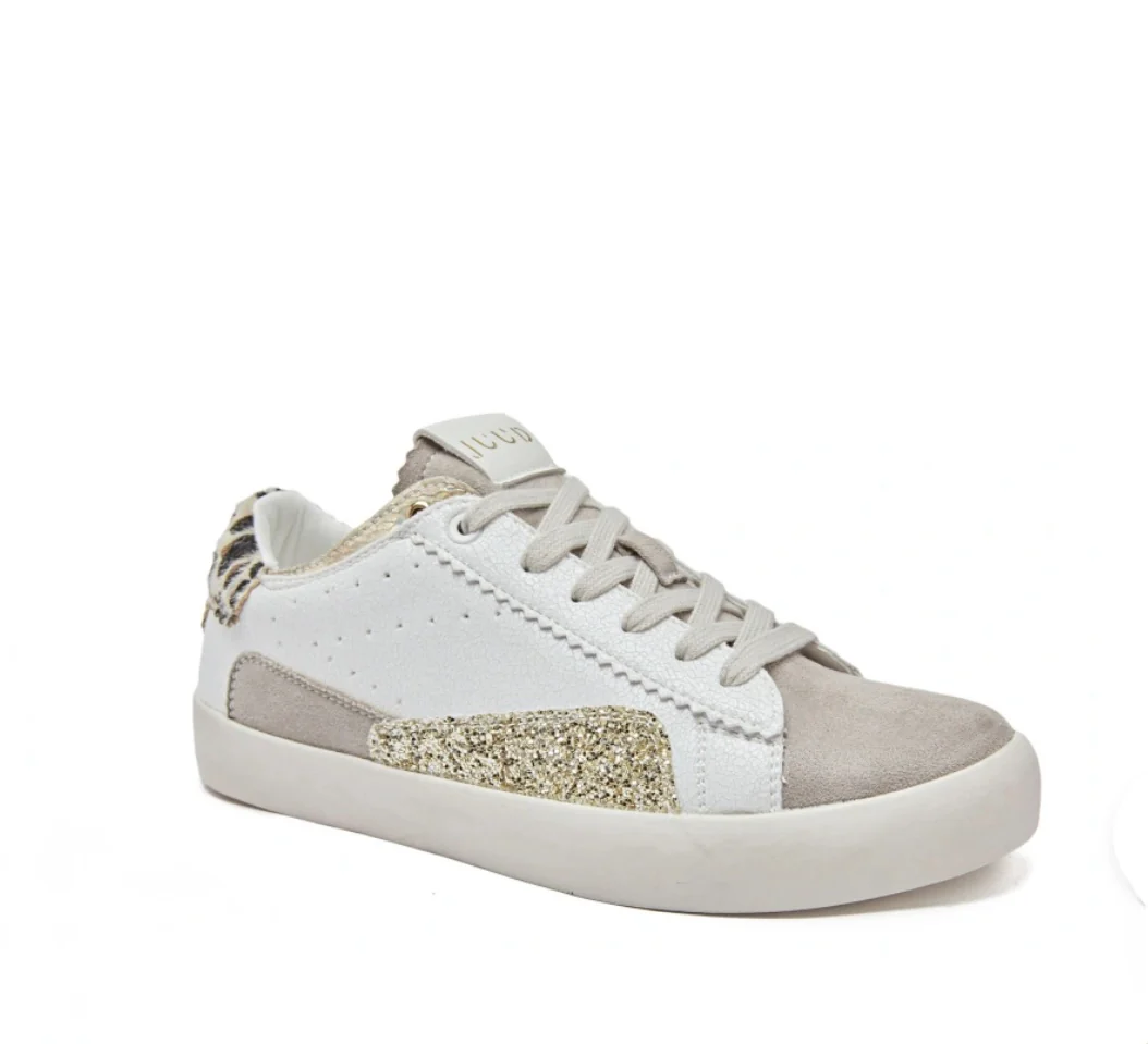 Grey & Gold Leopard Heel Trainers - Image 4