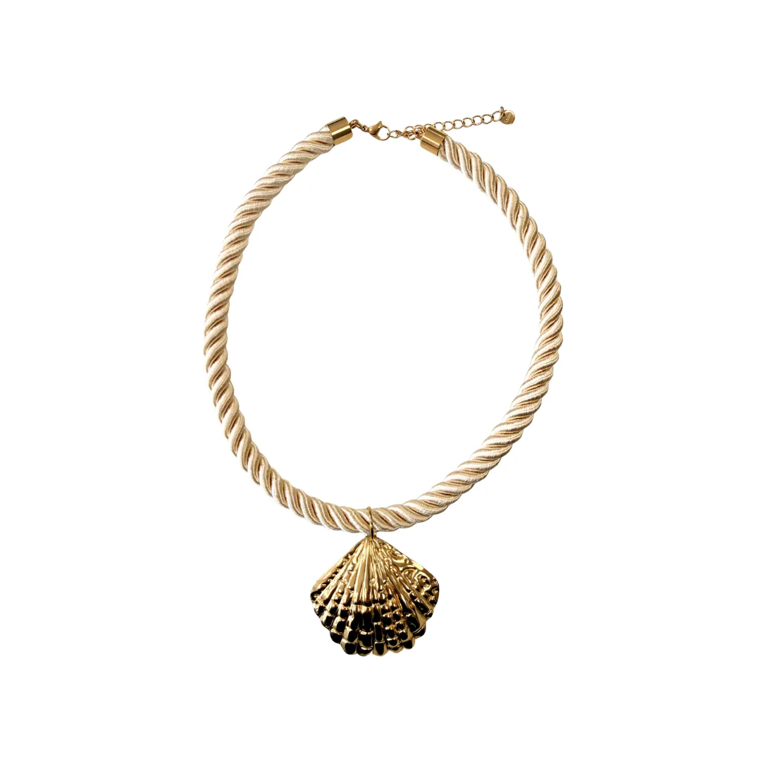 Ivory & Gold Shell Cord Necklace