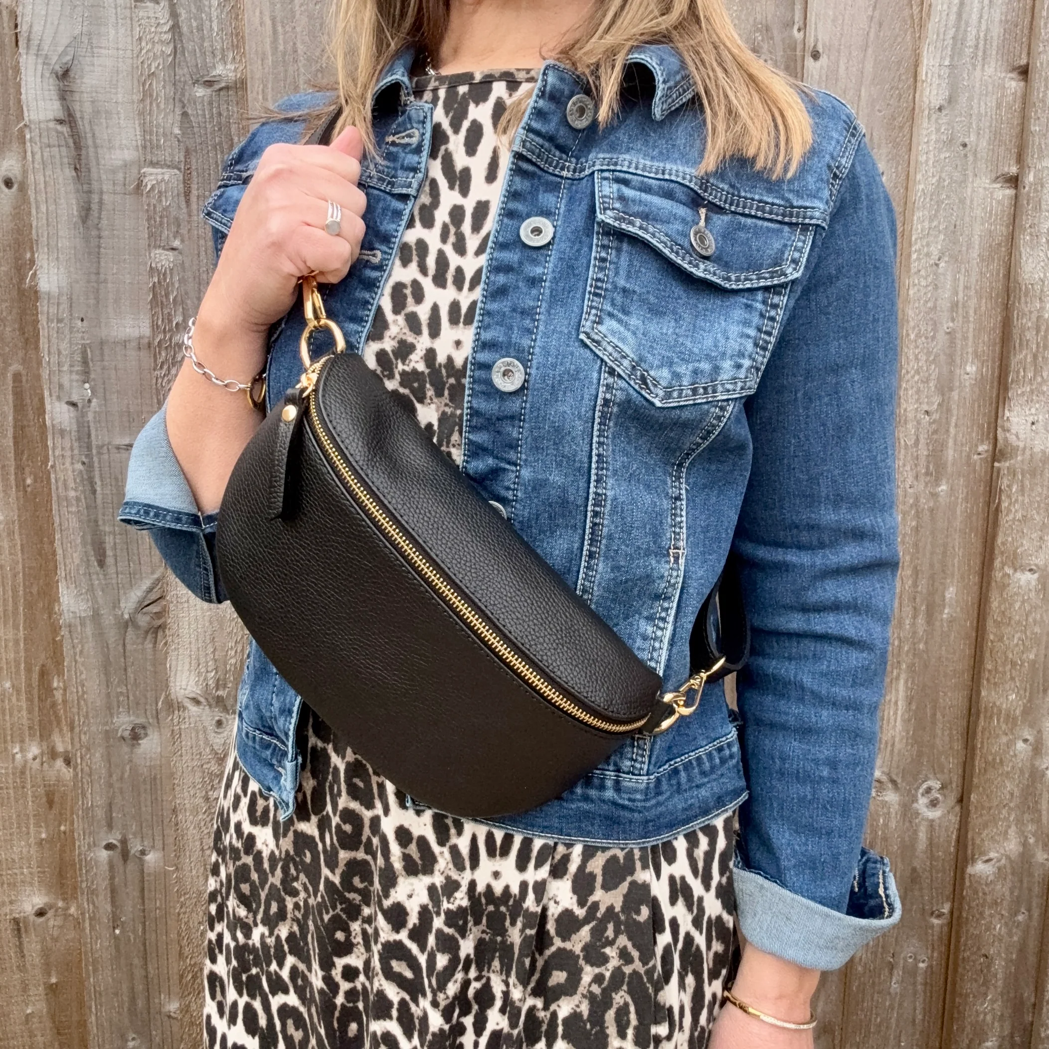 Large Black Crossbody / Waist Bag - Image 2