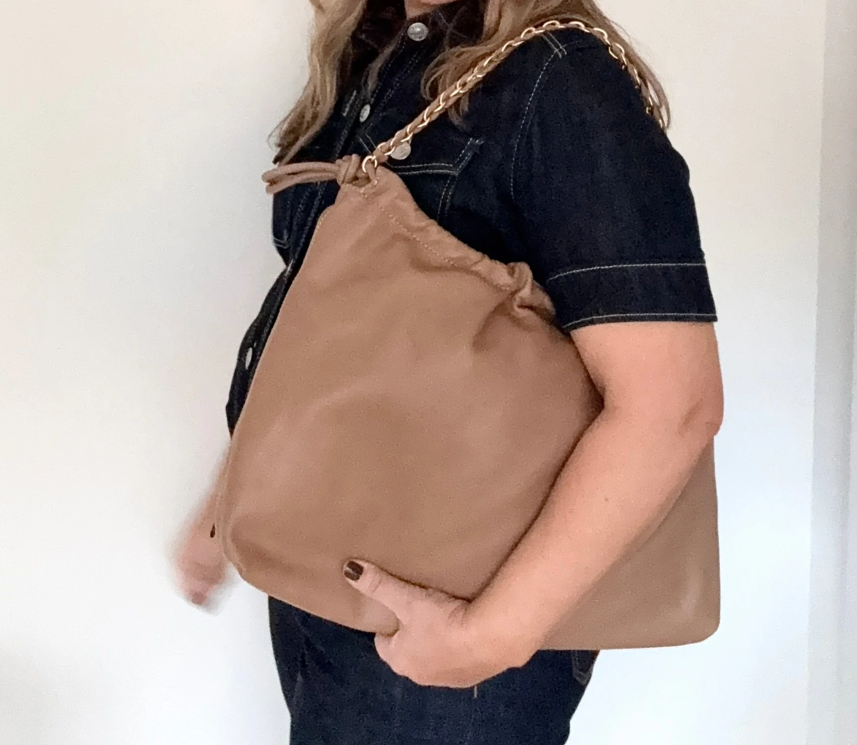 Pale Camel Faux Leather Oversized Bag - Image 2