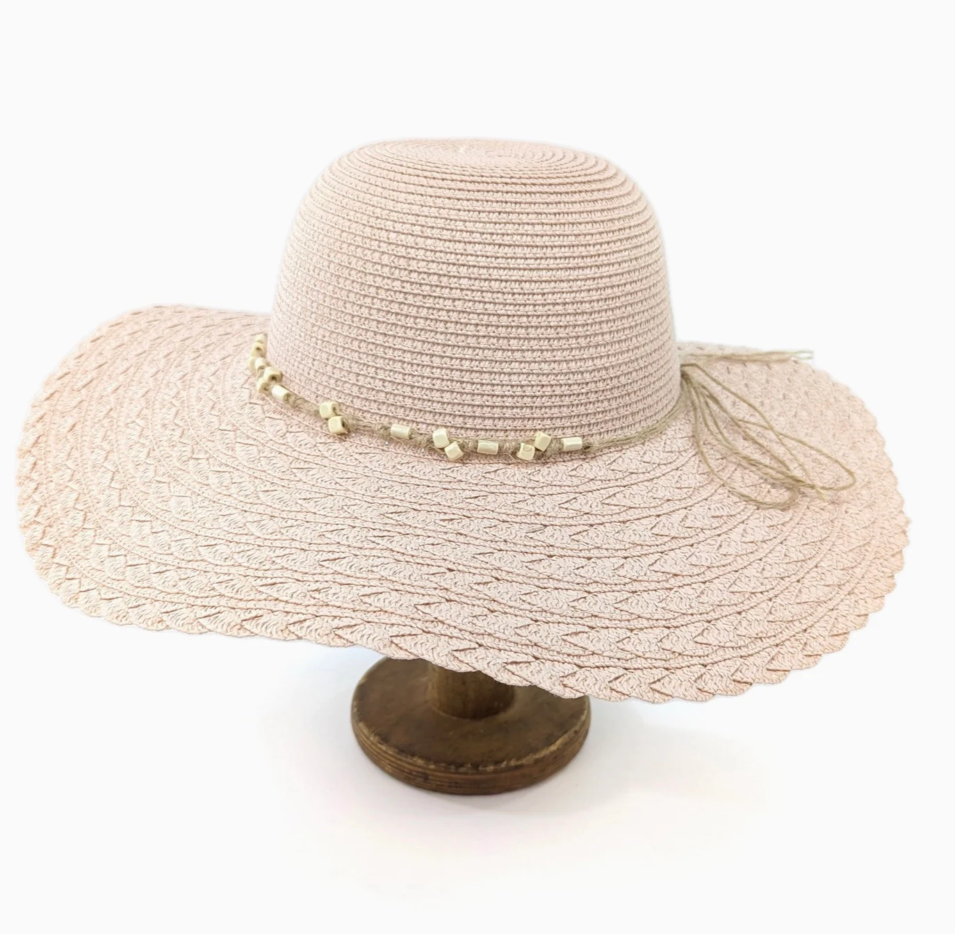 Pale Pink Wide Brim Foldable Sun Hat - Image 3