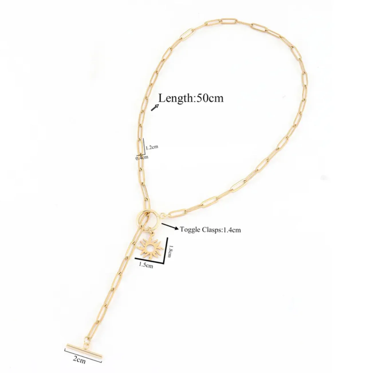 Silver Paperclip & Sunburst Necklace - Image 3