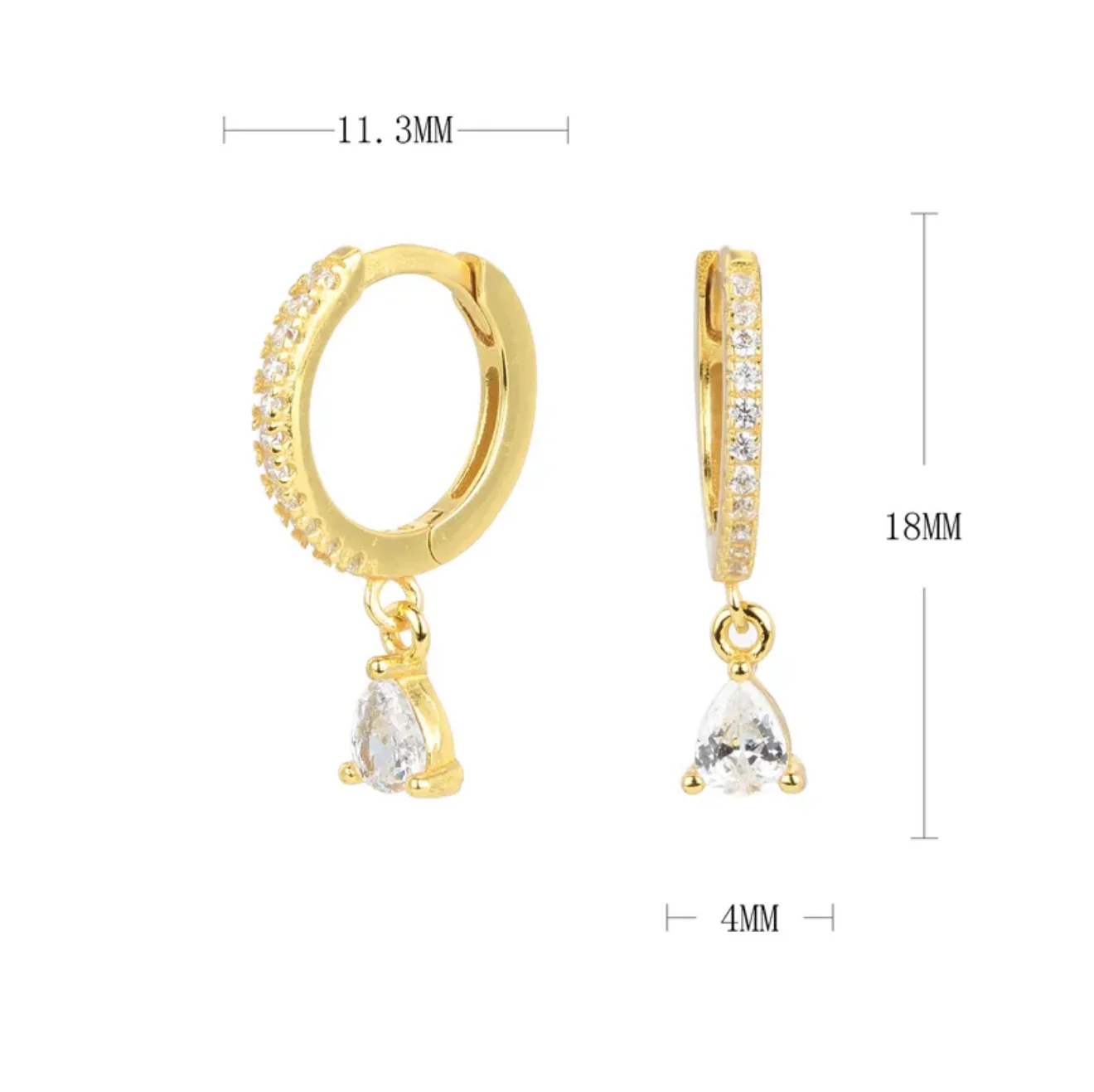 Gold Sparkle Drop Hoop Huggies - Image 2