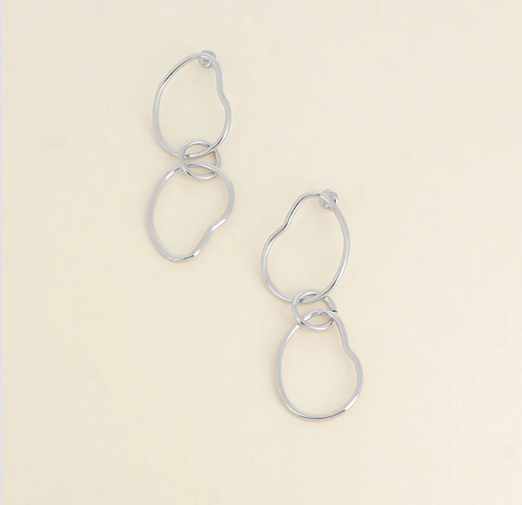 Silver Wavy Circle Drop Earrings