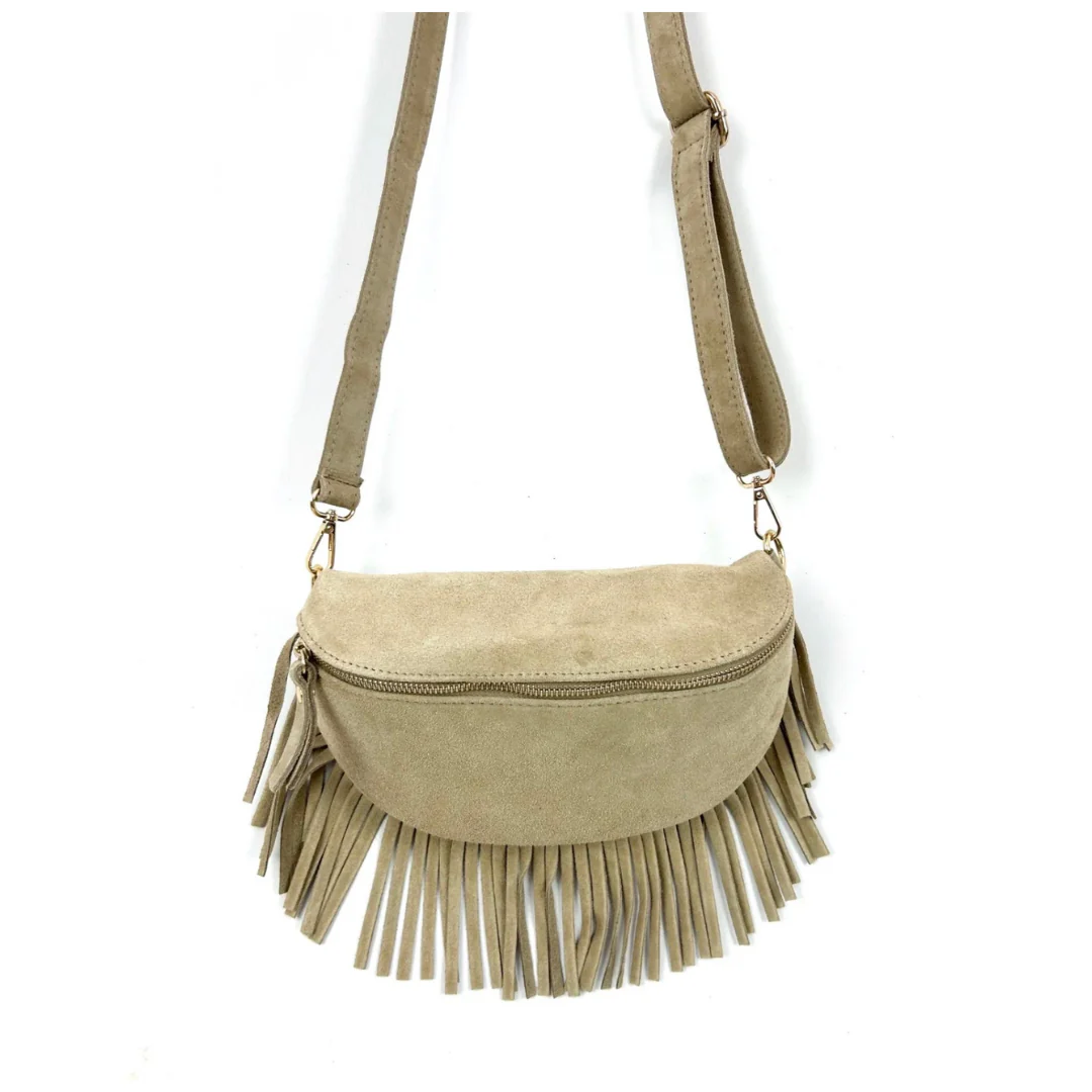Suede Large Stone Fringed Crossbody/ Waist Bag - Image 4