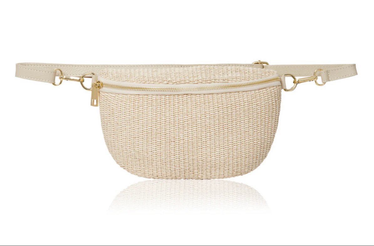 Taupe Raffia Large Crossbody / Waist Bag - Image 6